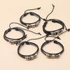 European and American New Accessories Punk Skull Hip-hop Trend Adjustable Rock Beads Men's Leather Bracelet