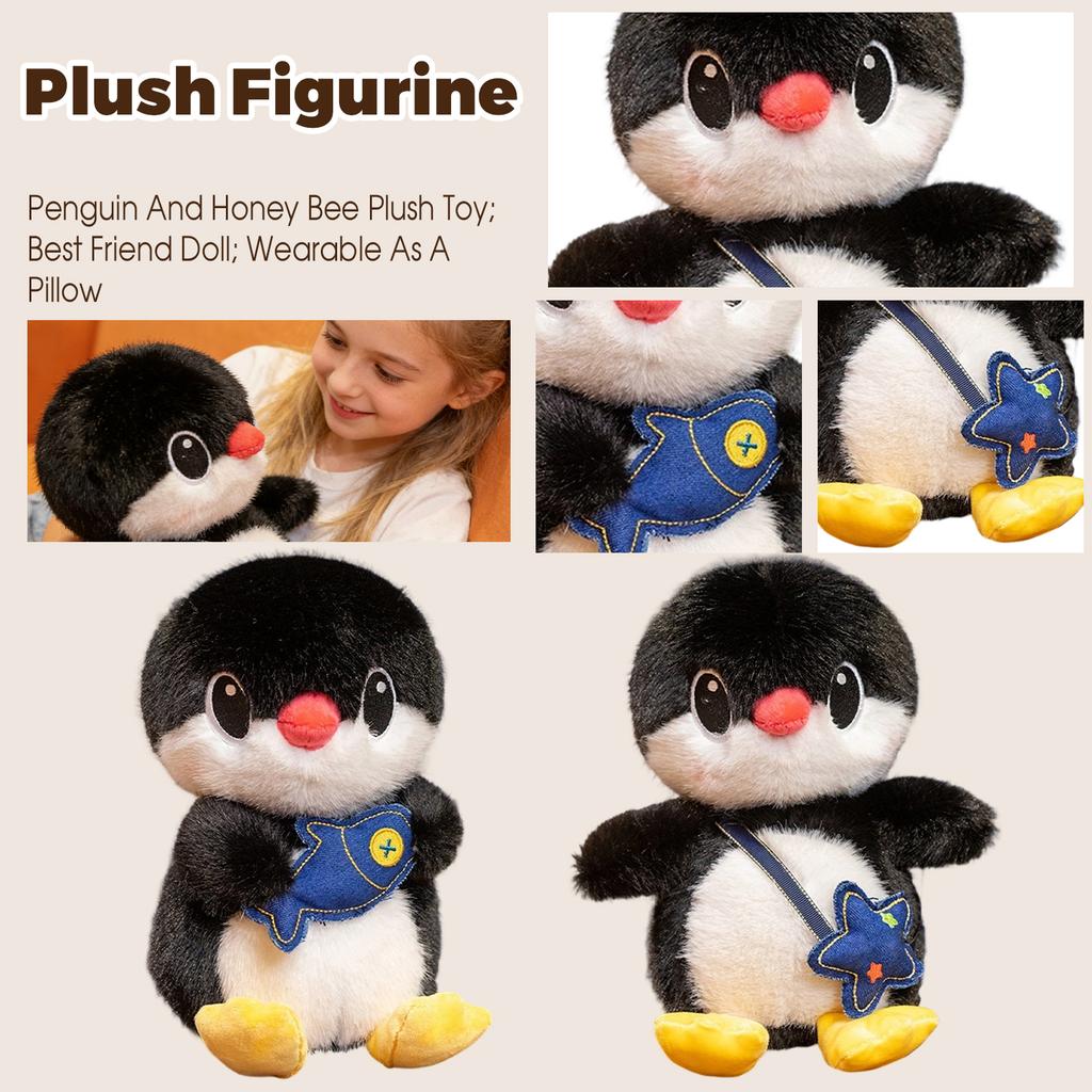 Plush Penguin Stuffed Animal Soft Plush Toy with Fish Accessory Cute Sitting Design Suitable for Kids and Collectors