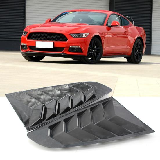 2Pcs Carbon Grain Side Window Louvers Sturdy Side Window Scoops Vents for Ford Mustang 15-17