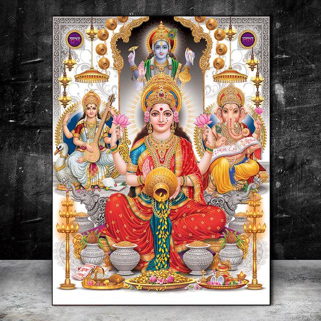 Índia hindu ouro ganesha templo elefante deus pintura em tela hinduísmo cartazes impressões religião arte da parede sala de estar decoração da parede