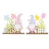 Colorful Wooden Easter Ornament Dwarf Rabbit Flower Element Portable Beautiful Eye-catching Table Decoration for Easter Party