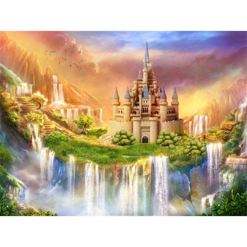 Diamond Embroidery Full Round Diamond Painting Kit 5D DIY Cross Stitch Rhinestone Mosaic Castle Landscape Home Decor