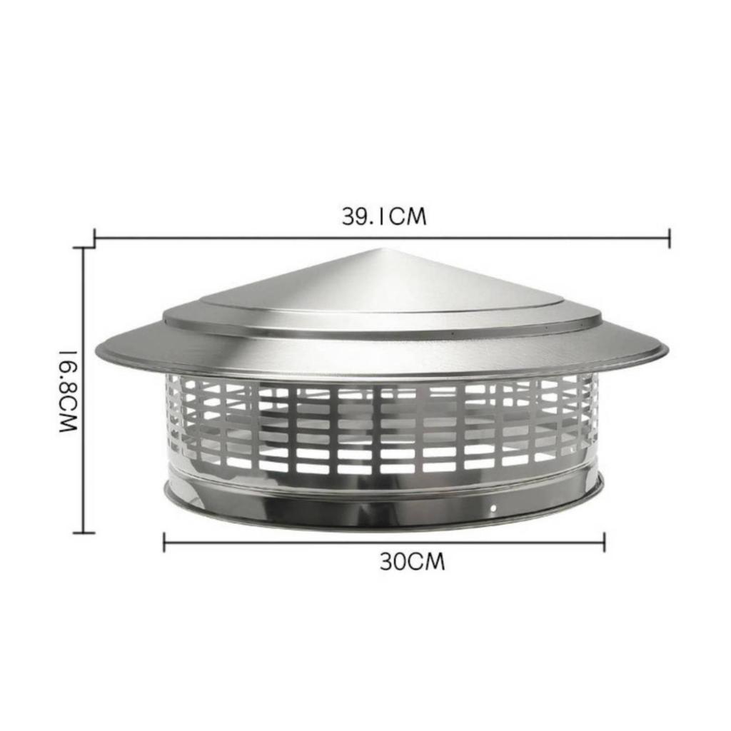 Stainless Steel Ventilation Cap with Conical Rain Hood Brushed Finish Parasol