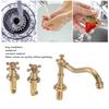 Double Handle Faucet Copper Leakproof Corrosion Resistant Beautiful G1/2 Thread Three Hole Bathroom Basin Faucet Antique