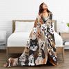 Retro Vintage Art Cute Dogs Flannel Blanket Winter Warm Soft Bedding Throws Couch Chair Aesthetic Bedspread Sofa Bed Cover