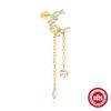BOAKO 925 Silver Star Moon Chain Tassel Earrings for Women Fashion Luxury Fine Jewelry Dainty Piercing