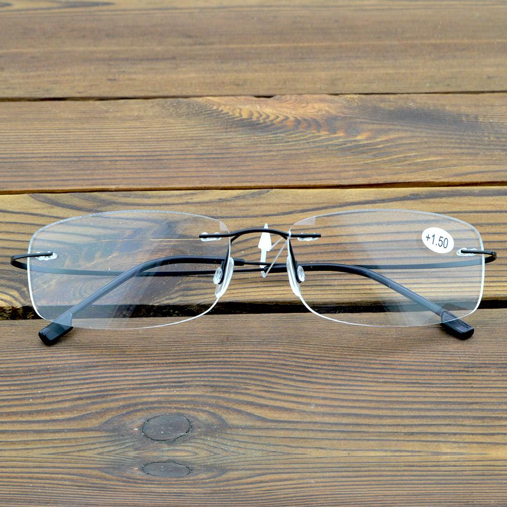Titanrahmen Ultraleicht Memory Super Stretch Bügel Randlose Lesebrille +0.75 +1 +1.5 +1.75 +2 +2.25 Bis +4