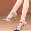 Fashion New 2025 Summer Luxury Designers Women Sandals Fashion Gold Rhinestone Thin High Heel Shoes Ladies Elegant Party Dress Sandalias