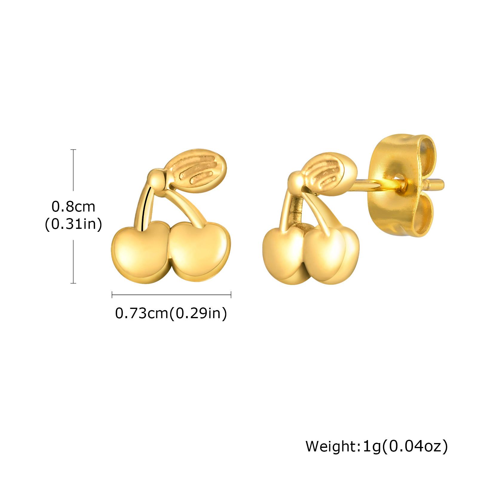 

Fashion Stainless Steel Cherry Small Stud Earrings For Women Gift Plated Prevent Allergy Charm Jewelry Accessories