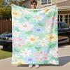 1 Stück Blumenmuster Outdoor Flanelldecke Weich Warm Ganzjahresdecke für Sofa Bett Auto Camping Büro, Gemütliche Geschenkidee1309S
