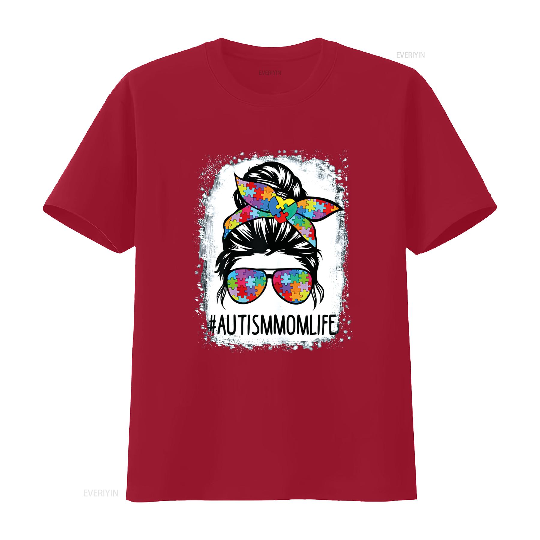 Autistic Autism Awareness Mom Life T Shirt Women Bleached vintage Washed Soft Slightly Comfortable Stylish Versatile homme S