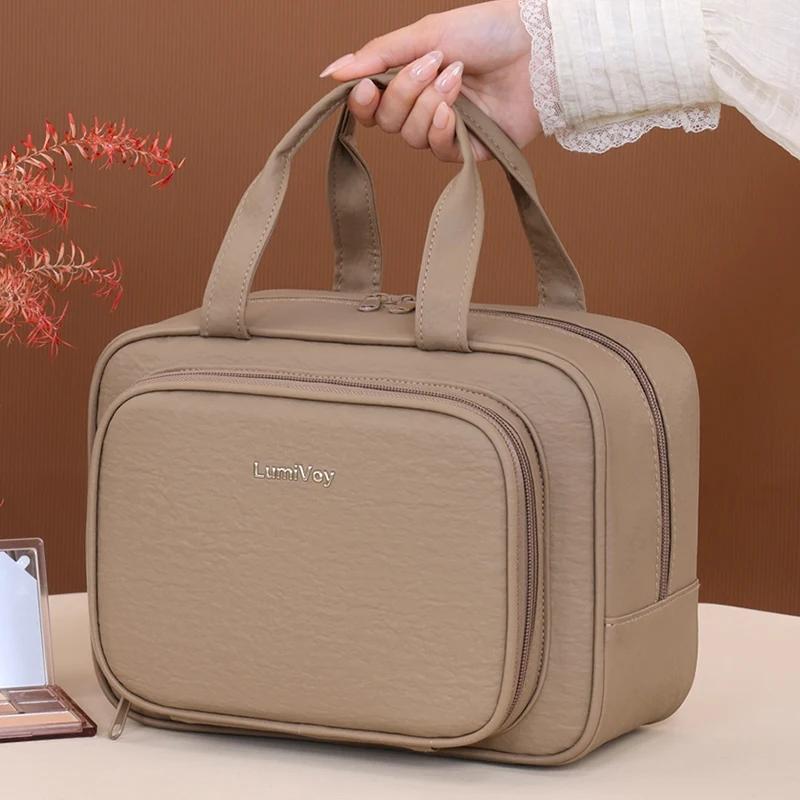 

Waterproof classification multi-layer patch bag makeup bag, women s portable large capacity high-end handbag makeup storage bag коричневий