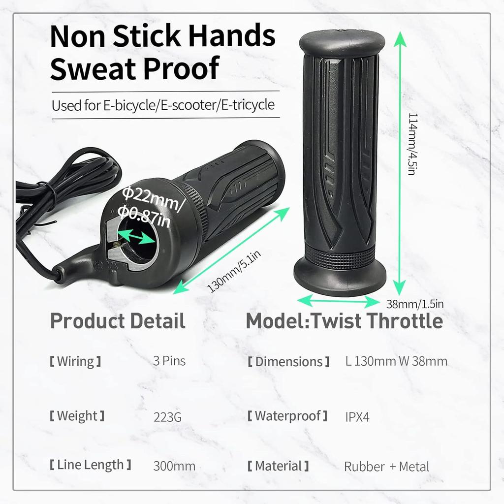 Electric Bike 20X Full Half Twist Throttle Right Handle Throttle 3PIN Female Connector For BBS01 BBS02 BBSHD Mid Motor Electric Bicycle Accelerator