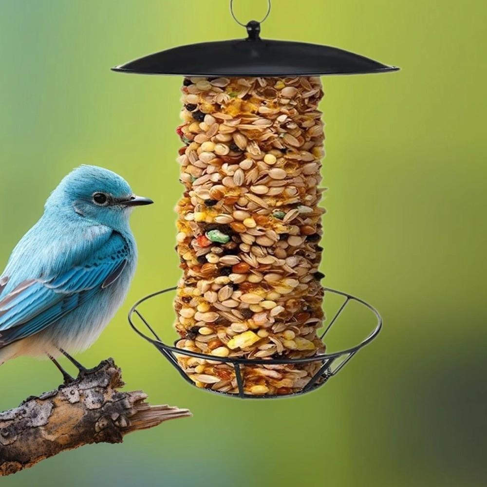 Large Capacity Hanging Bird Feeder Cylindrical Bird Feeding Tray Food Dispenser  Patio