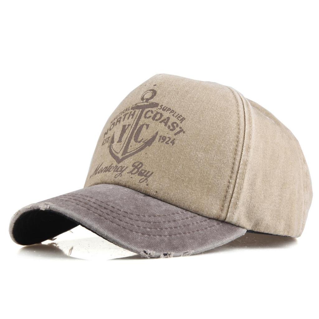 Vintage American Lettering Baseball Cap with Sun Protection In Washed Style