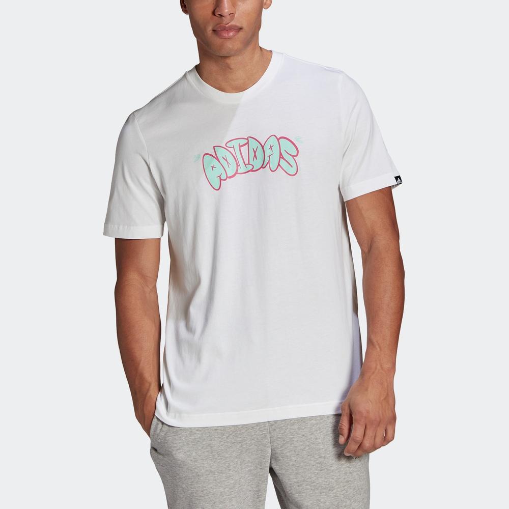 Adidas Printed Training Sports Short Sleeve T-Shirt Men Tops White GL3710