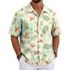 Camicia da uomo estiva basic con colletto cubano a maniche corte, bottoni, casual, leggera, stampa hawaiana con aragoste