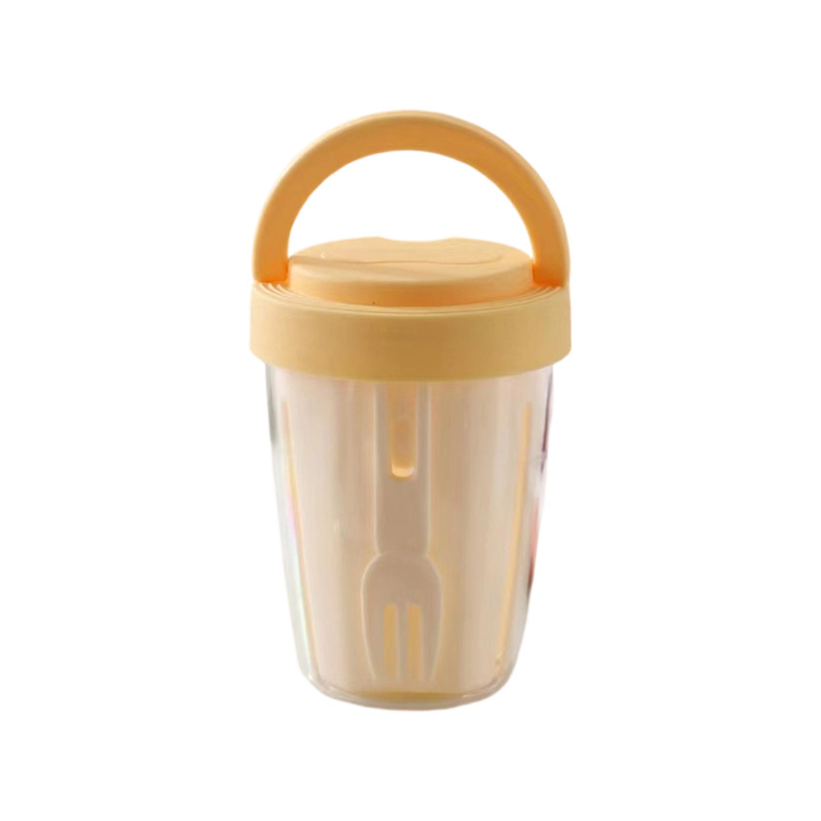 

Double Layer Portable Fruit Cup Breakfast Salad Container with Fork Leakproof PP Material Draining Picnic Box for On the Go Use One Size оранжевый