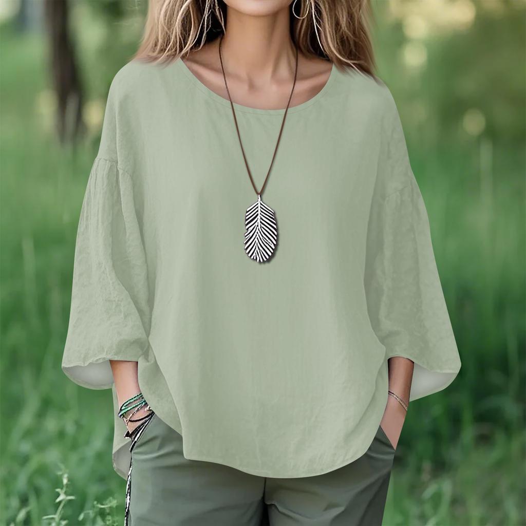 Summer Tops For Women Cute V Neck 3/4 Sleeve Blouses Floral Print Top Casual Shirts