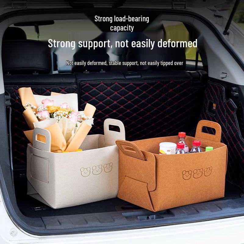 Large Capacity Folding Car Storage Box - Cute Cartoon Design
