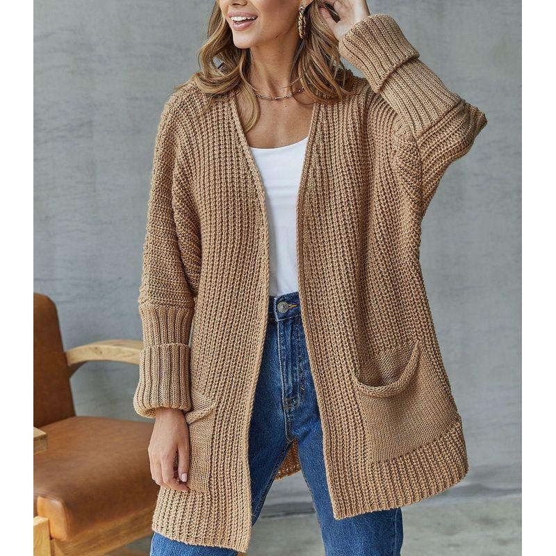 Autumn knit Sweater Women Cardigan Commuter Style Loose Mid-Length Outerwear Plus size Leisure Top