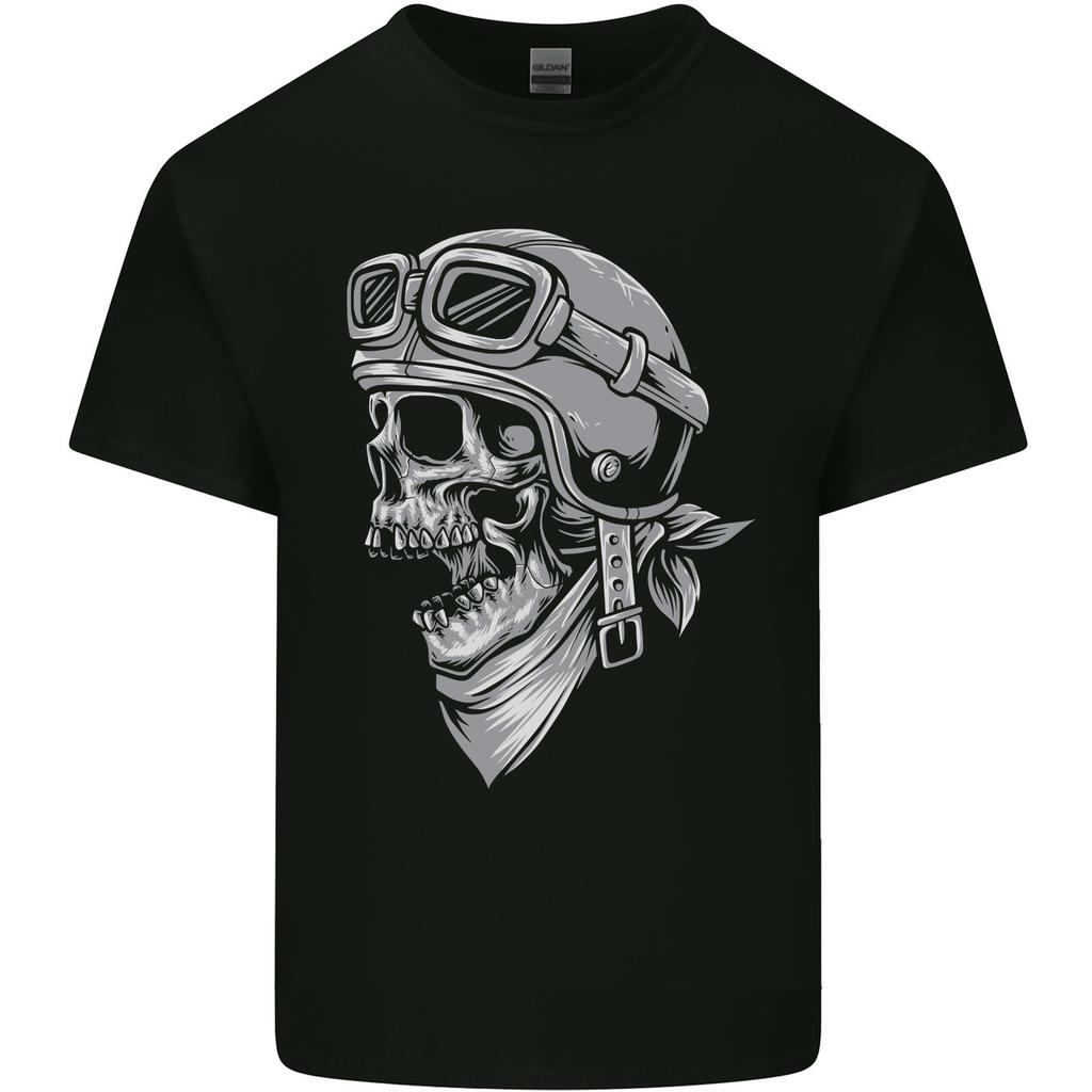Biker Outlaw Skull Motorbike Motorcycle Mens Light Cotton T-Shirt