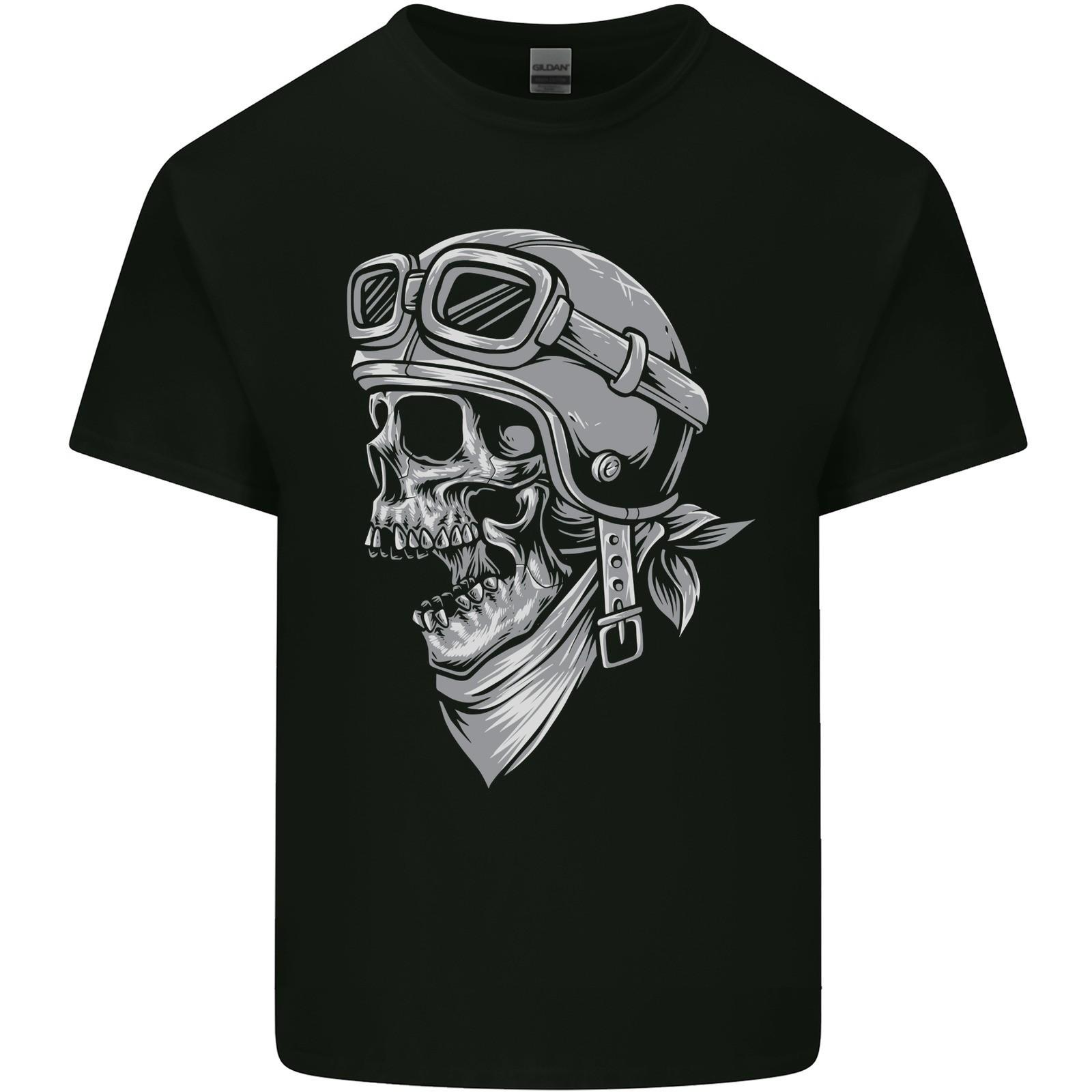 Biker Outlaw Skull Motorbike Motorcycle Mens Light Cotton T-Shirt S разноцветный