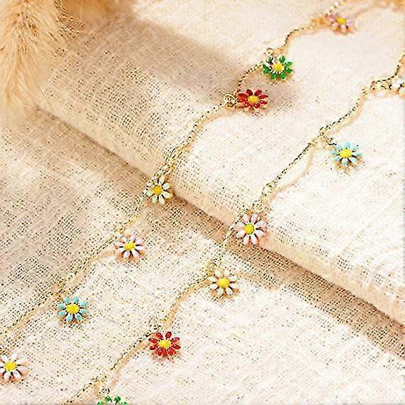 Cute Choker Necklace Colorful Daisy Flower/Tiny Coin/Satellite Beaded Layered Choker Gold Dainty Simple Chokers for Women Girls 25-26