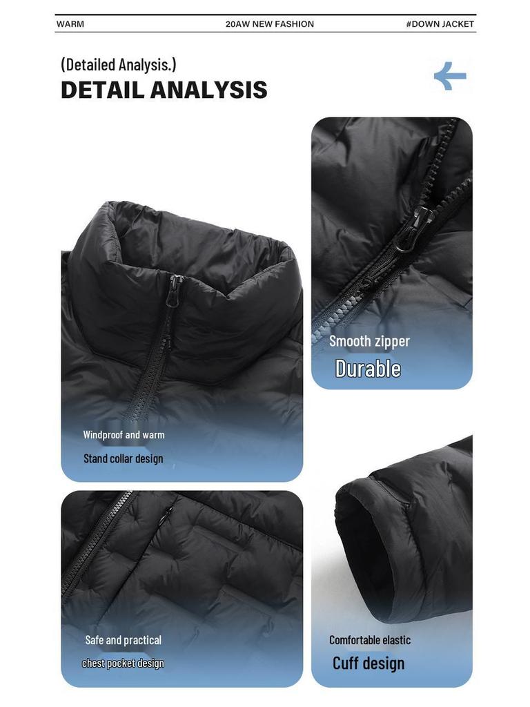 Leichte Daunenjacke für Damen und Herren mit Stehkragen für den Winter - Weiße Entendaune, Modischer Lässiger Warmer Mantel