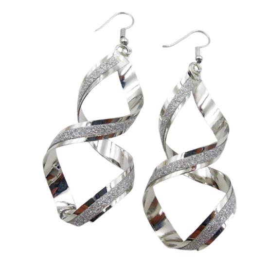 1 Pair Women Hook Earrings Hollow Swirling Shiny Sequin Exaggerated Hip Hop Rock Lightweight Ear Decoration Jewelry Party Hanging Earrings Dangle