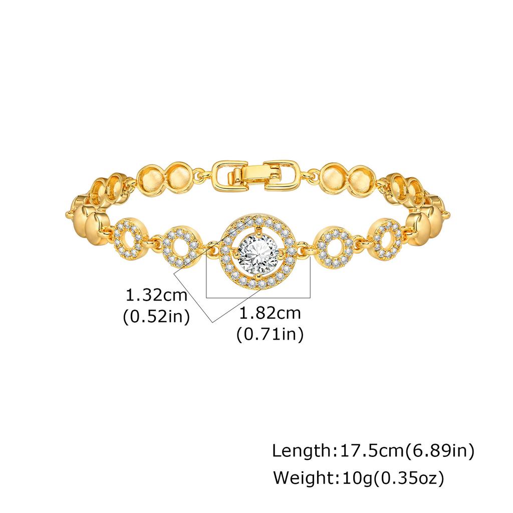 Luxury Shiny Zircon Charm Bracelet for Women, Gold Color Metal Geometric Chain Wristband Bangle, Fashion Exquisite Jewelry Gift