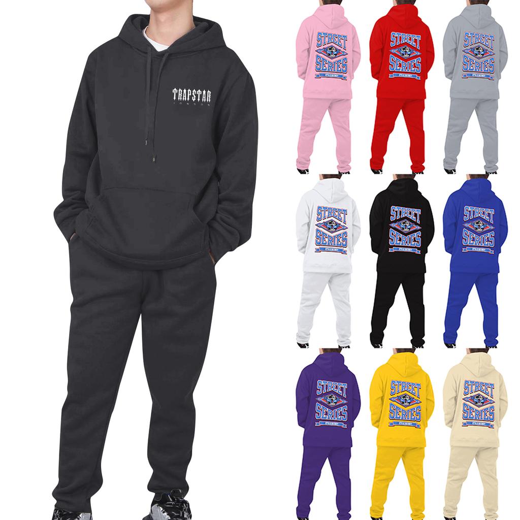 Tuta da jogging da donna con cappuccio a maniche lunghe, pantaloni lunghi, pantaloni sportivi, set da due pezzi
