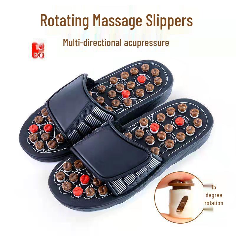 Men's Rotating Tai Chi Massage Slippers – 2024 Summer Anti-Slip Indoor Acupoint Foot Therapy.
