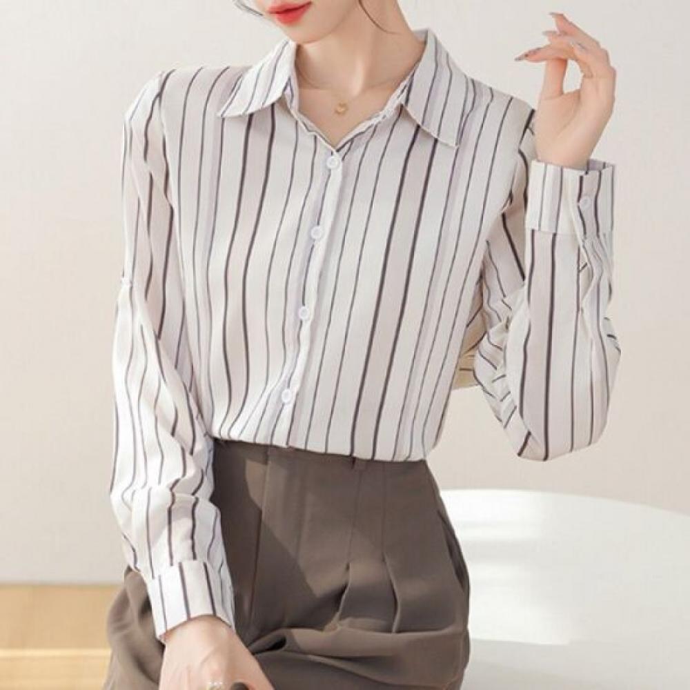 Navava Office Stripe Long Sleeve Shirt Nb2472