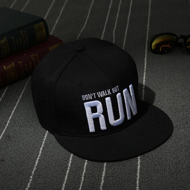 RUN Letter Embroidery Korean Style Flat Brim Baseball Cap – Unisex Spring/Summer Street Dance and Sun Protection Hat
