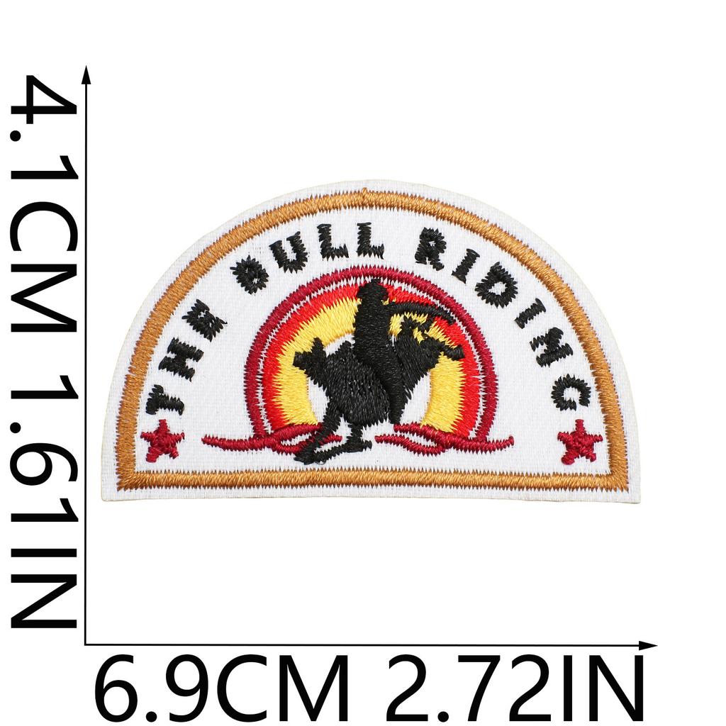 Hemp Rope Embroidery Cloth Sticker Bounty Hunter Patch Sticker Western Denim Bag Decoration Computer Embroidery Label Cow Head Ironing