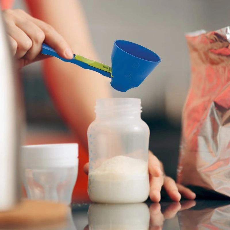 Material Mess-Free Protein Powder Scoop - Sliding Funnel For Milk & Supplements Kitchen Gadget For All Occasions Measuring Spoon
