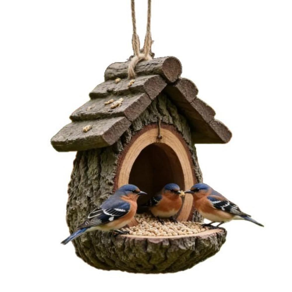Bird Care Station Resin Hummingbird Feeder Lifelike Weather-Resistant Wildlife Habitat Decorative Natural Look Nesting Box Patio