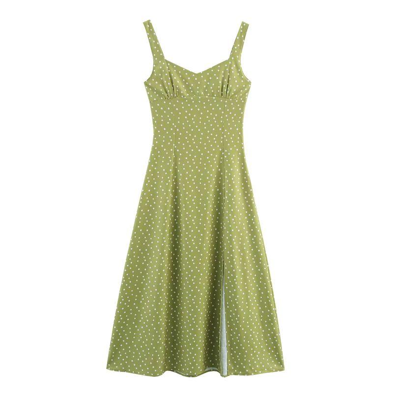 Kaslead New Women clothes Western Style Fashion Blended Polka Dot Midi Dress 3049676