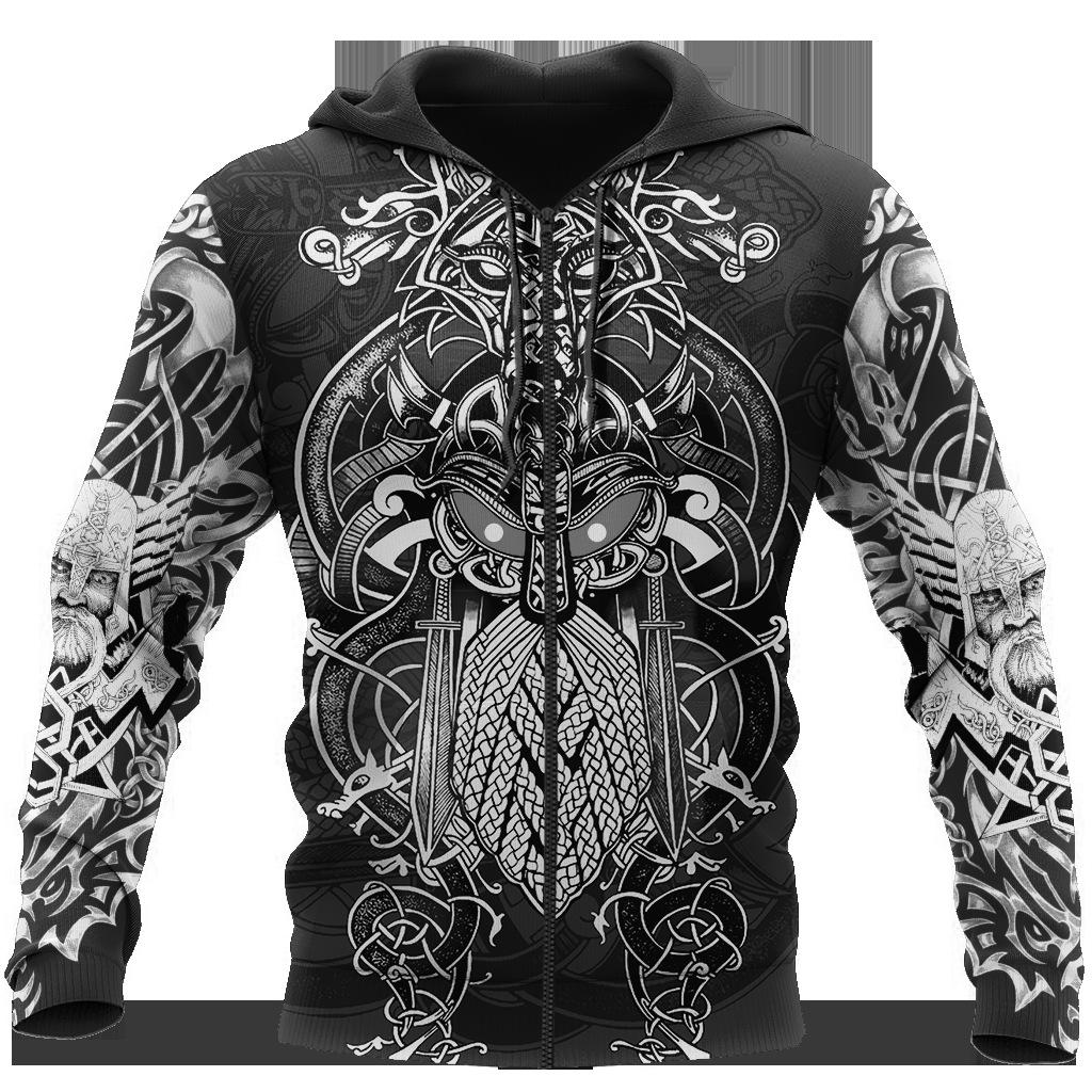 New Tattoo Printed Sweatshirt 3d Zipper Hooded Sweatshirt Men