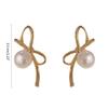 Delicate Earrings with Bowknot Pendant Chic Pearl Ear Piercing Jewelry Ear Hooks