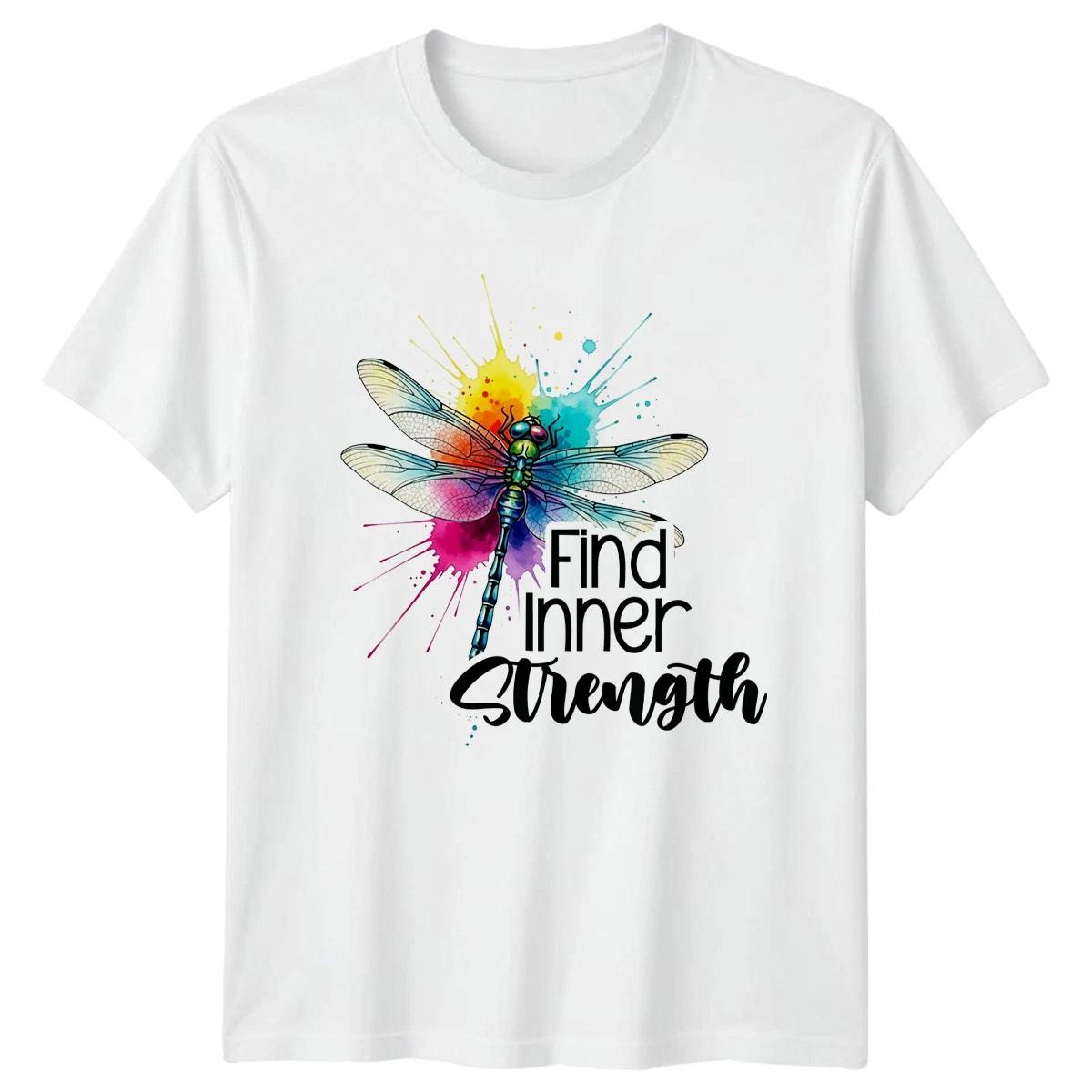 Find Inner Strength Womens T-Shirt Dragonfly Watercolor Inspiration Birthday XXXXL
