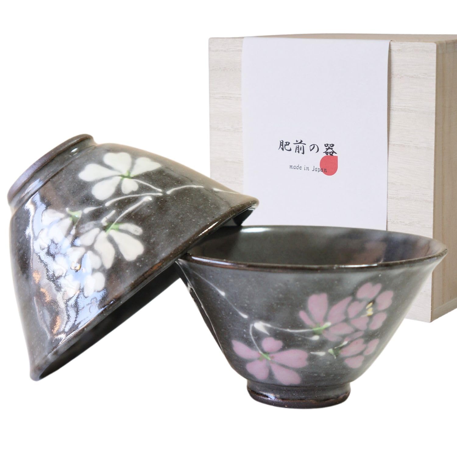 

набор пиал Арита-яки набор из двух штук Касумидзакура пиала для риса пиала для риса стильный современный легкий деревянная коробка подарок подарок Пара серый