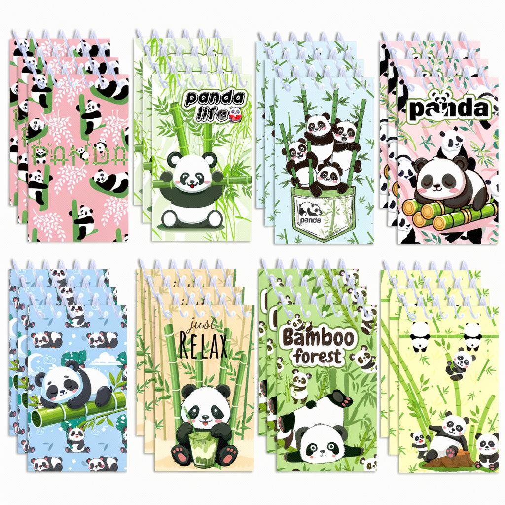8Pcs 10x6cm Panda Mini Spiral Notebook Bamboo Notepad Back To School Supplies Classroom Prizes Teacher Awards Student Stationery
