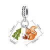 S925 Silver Resin Squirrel And Pine Tree Beaded Bracelet Necklace DIY Charm Pendant Craft Kit