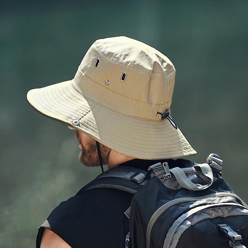 Cappello da Pescatore Estivo da Uomo con Ampio Cappello a Tesa Larga per Pesca, Escursionismo, Arrampicata, Cappello da Sole da Esterno Traspirante, Protezione UV, Impermeabile, Cappello a Secchiello