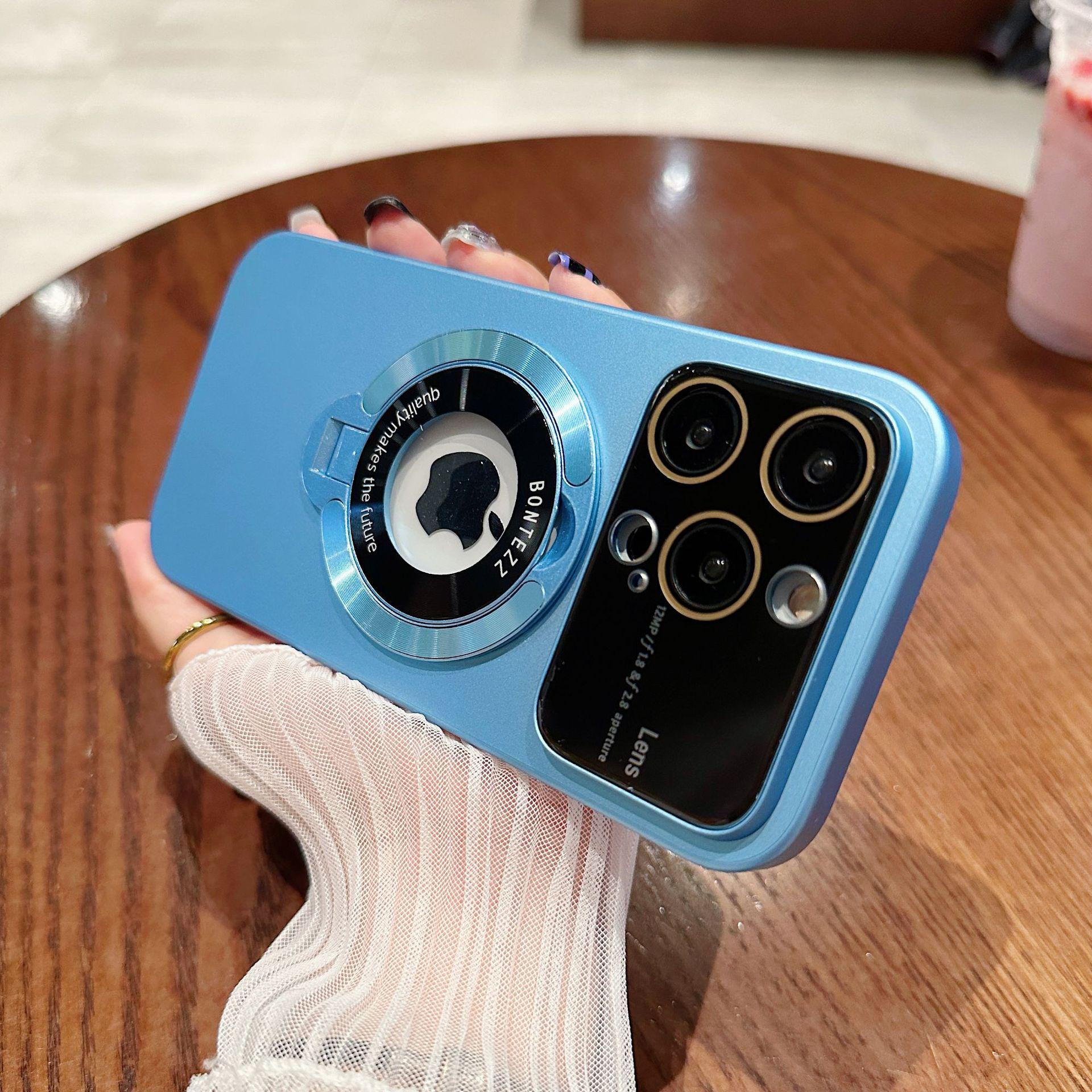 Magnetic Frosted Stand iPhone 16 Pro Case, Fits 14/15, Drop-Proof Design iPhone 13 Pro