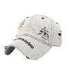 High quality letter ripped rough edge denim baseball cap men's summer wide brim hat women's American big head circumference cap