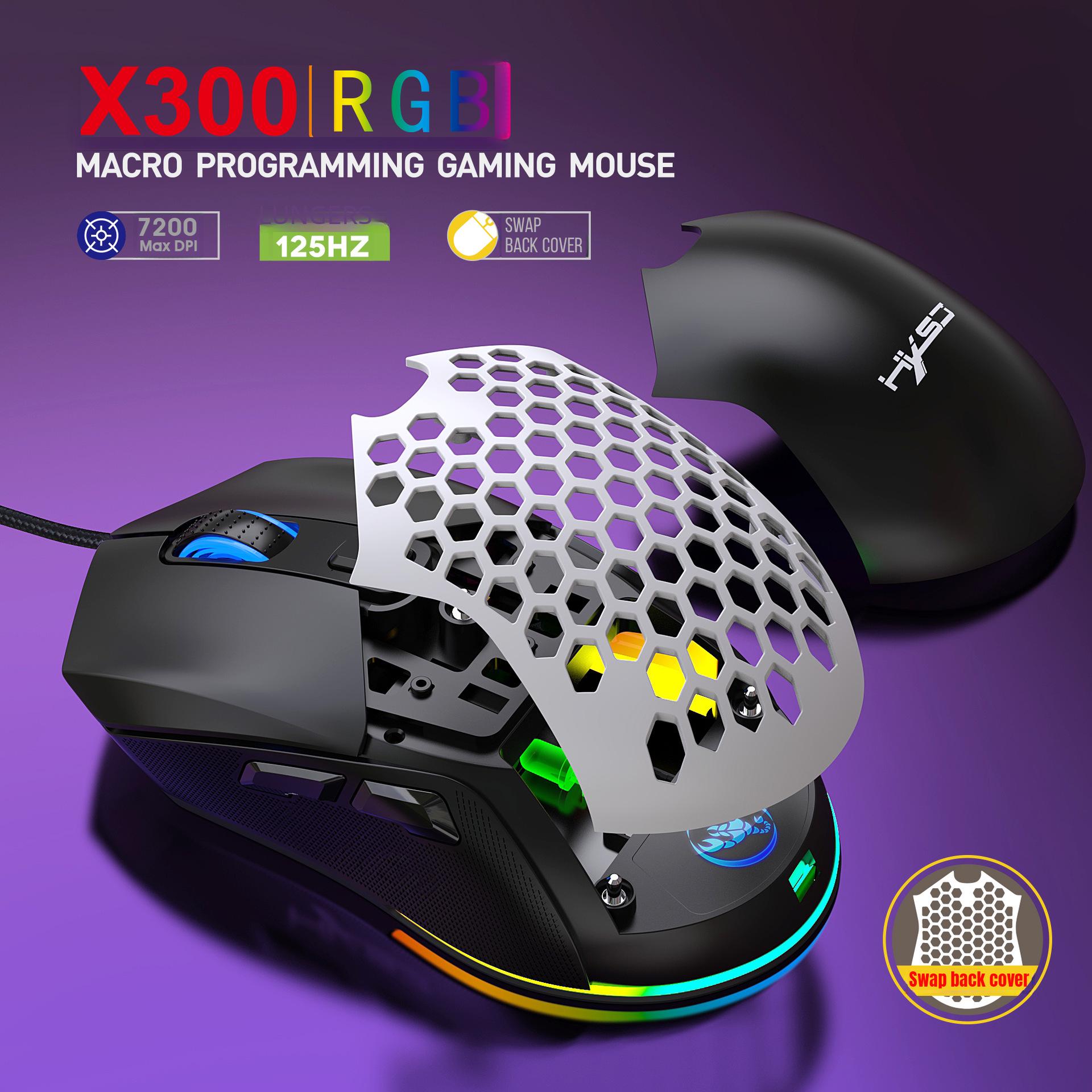 

Wired RGB Gaming Mouse with 7200 DPI, Interchangeable Back Cover, Lightweight Design