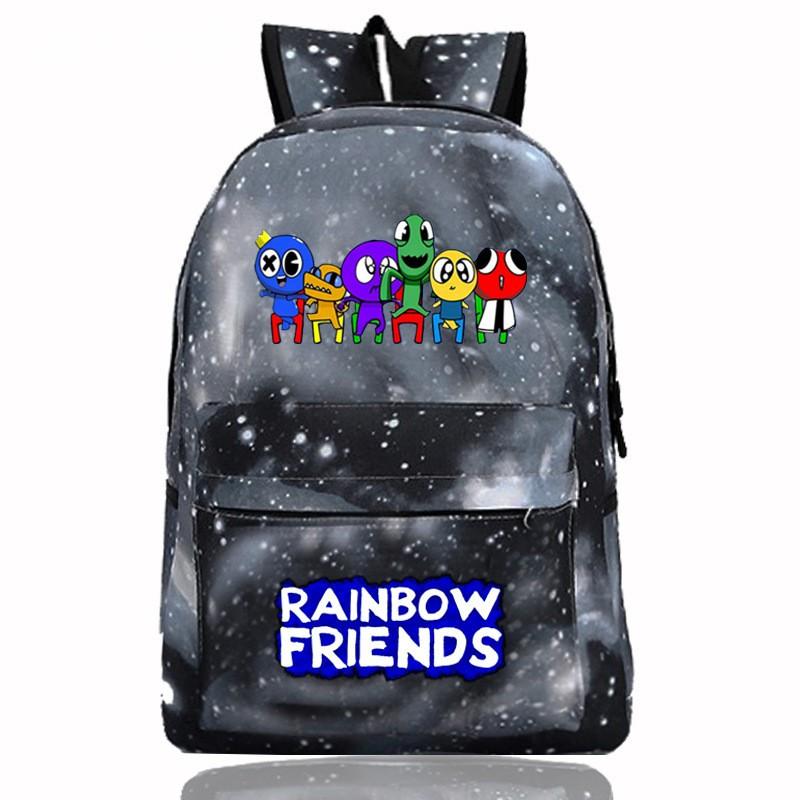 Rainbow Friends Cartoon School Backpack Kids Boys Girls Lightweight Oxford Fabric Bookbag With Ergonomic Shoulder Straps